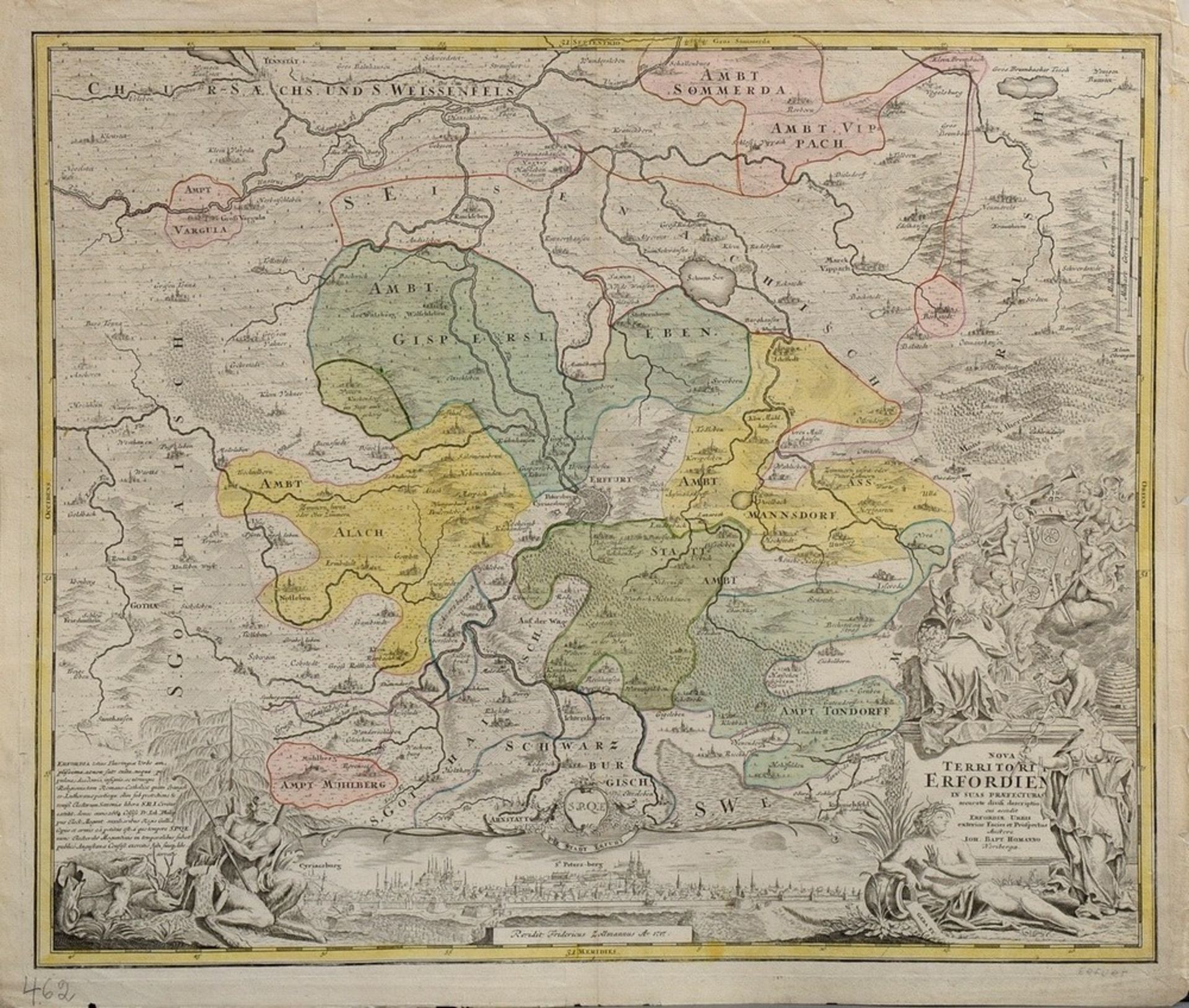 2 Diverse Deutsche Karten: Homann, Johann Baptist (1664-1724) „Nova Territorii Erfordiensis...“, um - Bild 10 aus 11