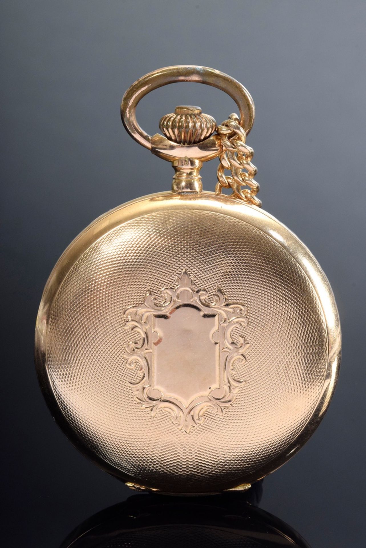 RG 585 Taschenuhr, Ankerwerk mit Breguetspirale, kleine Sekunde, Barockzeiger, Emaille Zifferblatt  - Bild 2 aus 8