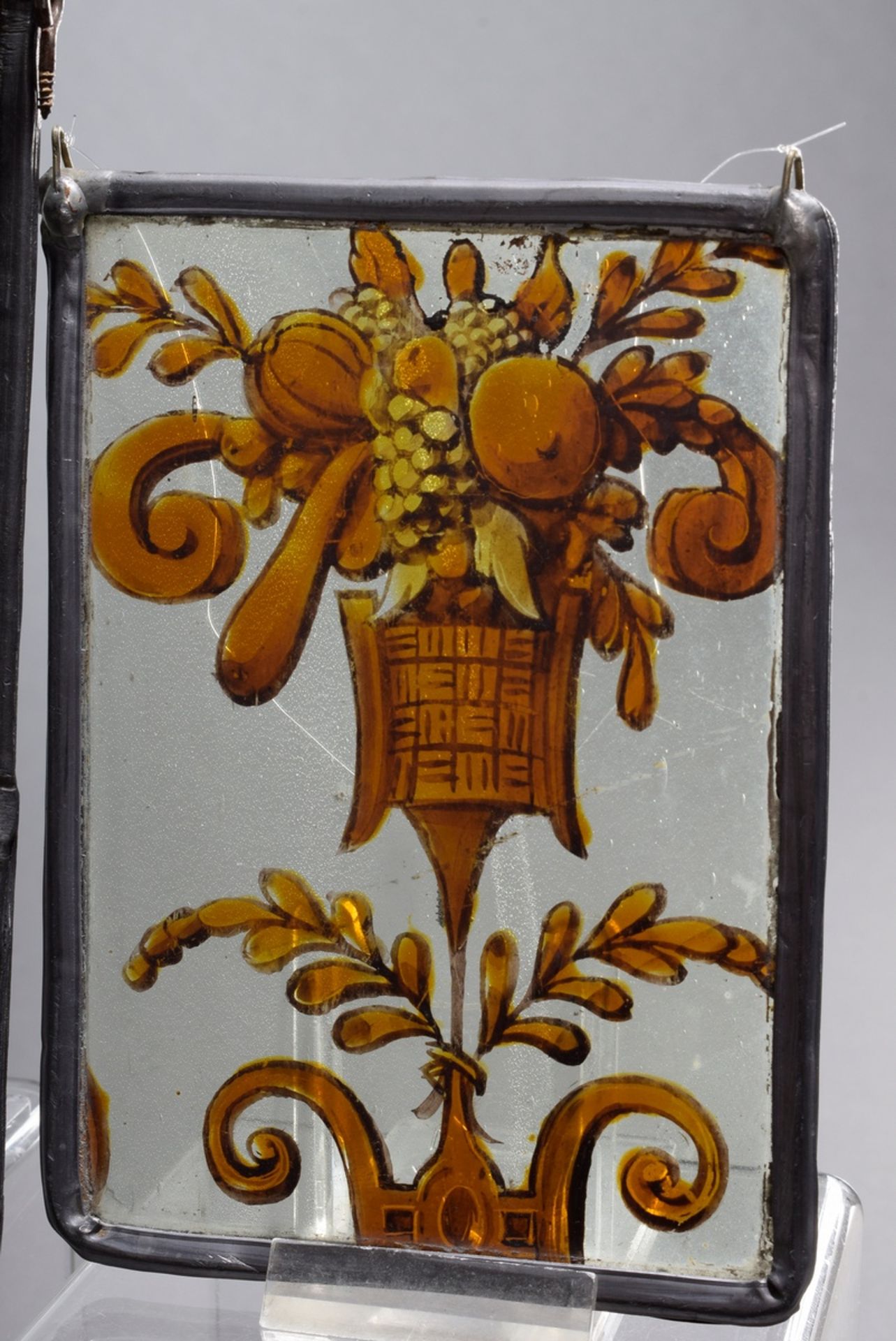 7 Various antique leaded glass with antique scenes, sayings, figural representations etc. in square - Image 4 of 12