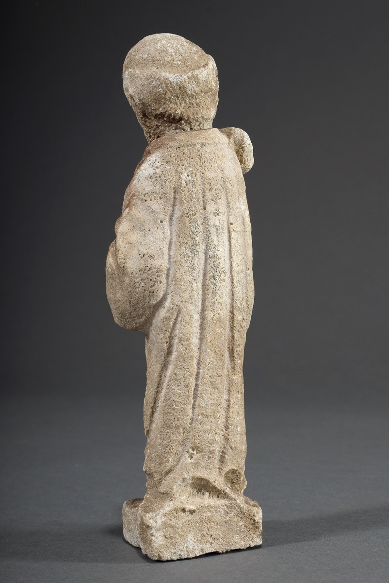 Limestone sculpture "Bishop with staff and bible", probably 15th century, h. 21,8cm - Image 2 of 5
