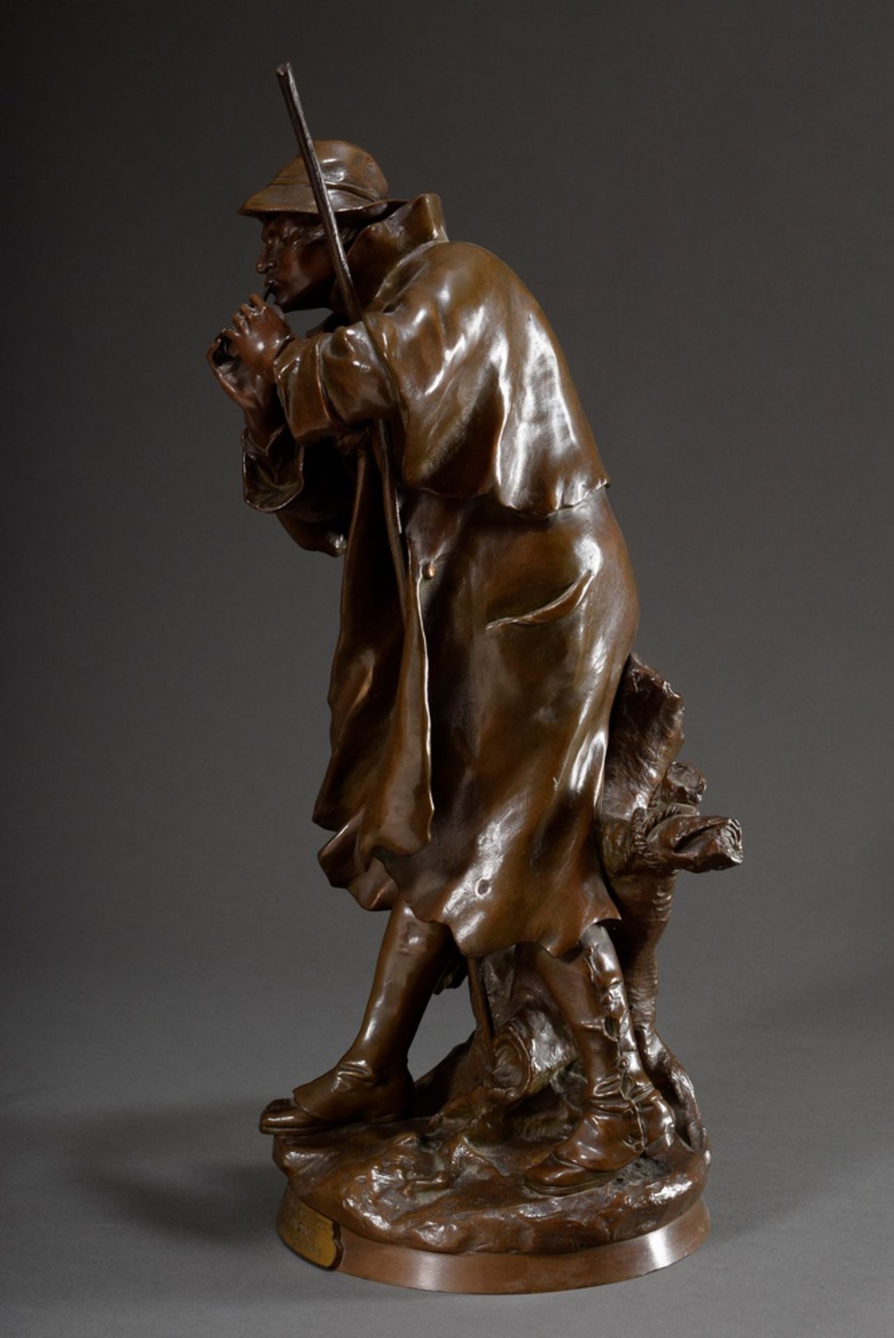 Drouot, Edouard (1859-1945) "La dernière Allumette", bronze dark patinated, signed, base with plaqu - Image 4 of 9