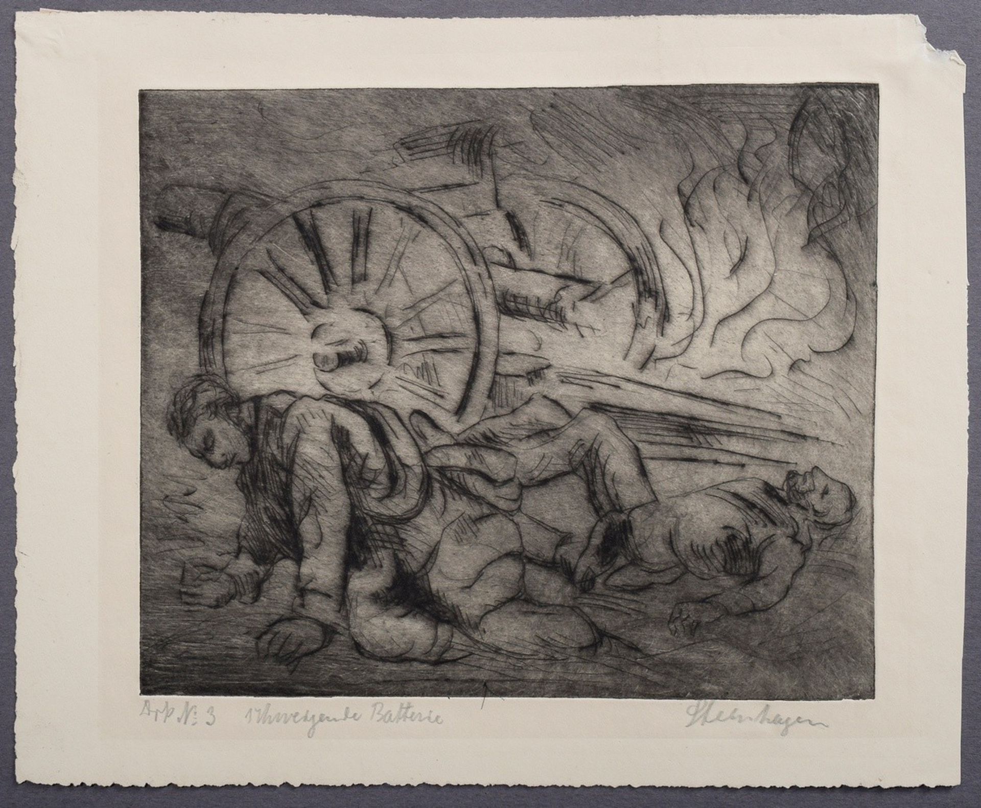 5 Steinhagen, Heinrich (1880-1948) "Scenes from World War I" 1915/16, etchings, some signed and dat - Image 9 of 11