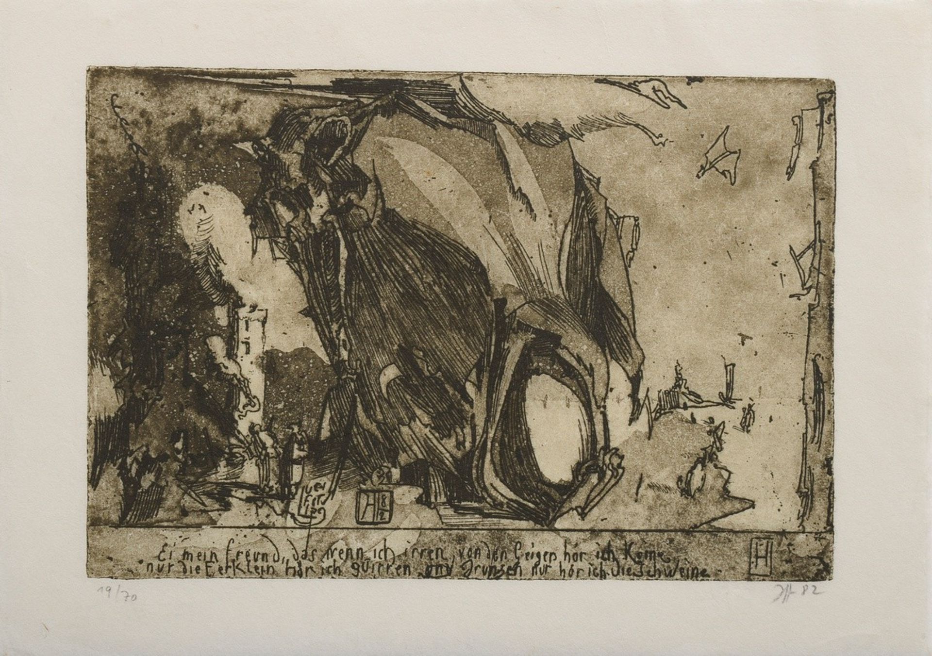 Janssen, Horst (1929-1995) "Egg my friend..." 1982, etching, 19/70, monogr./dat. on plate, and num.