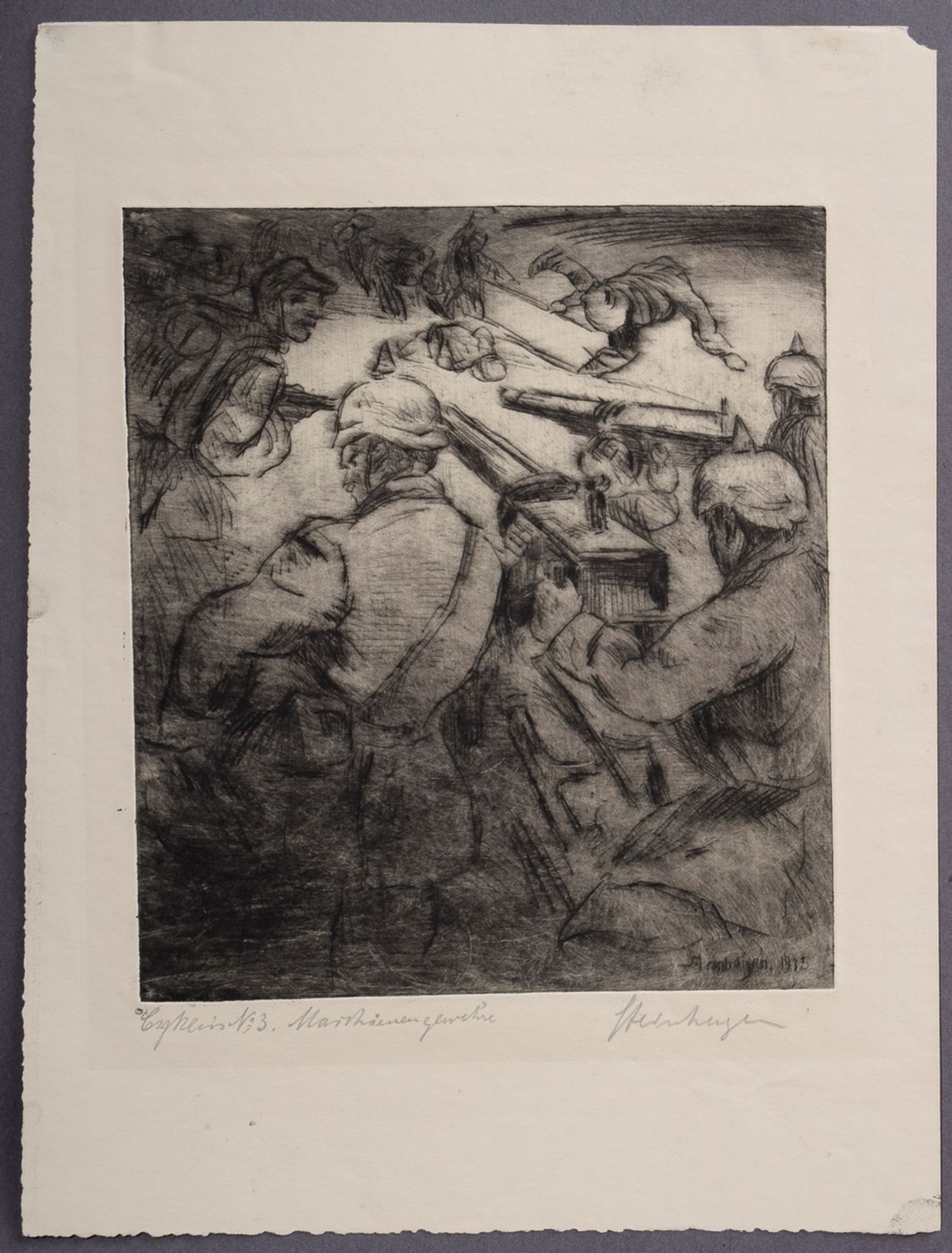 5 Steinhagen, Heinrich (1880-1948) "Scenes from World War I" 1915/16, etchings, some signed and dat - Image 7 of 11
