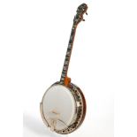 Tenor Banjo, Iucci, M. Iucci, New York, Modell Baby Grant Style 2, USA 1935, Seriennummer 245, Dämp