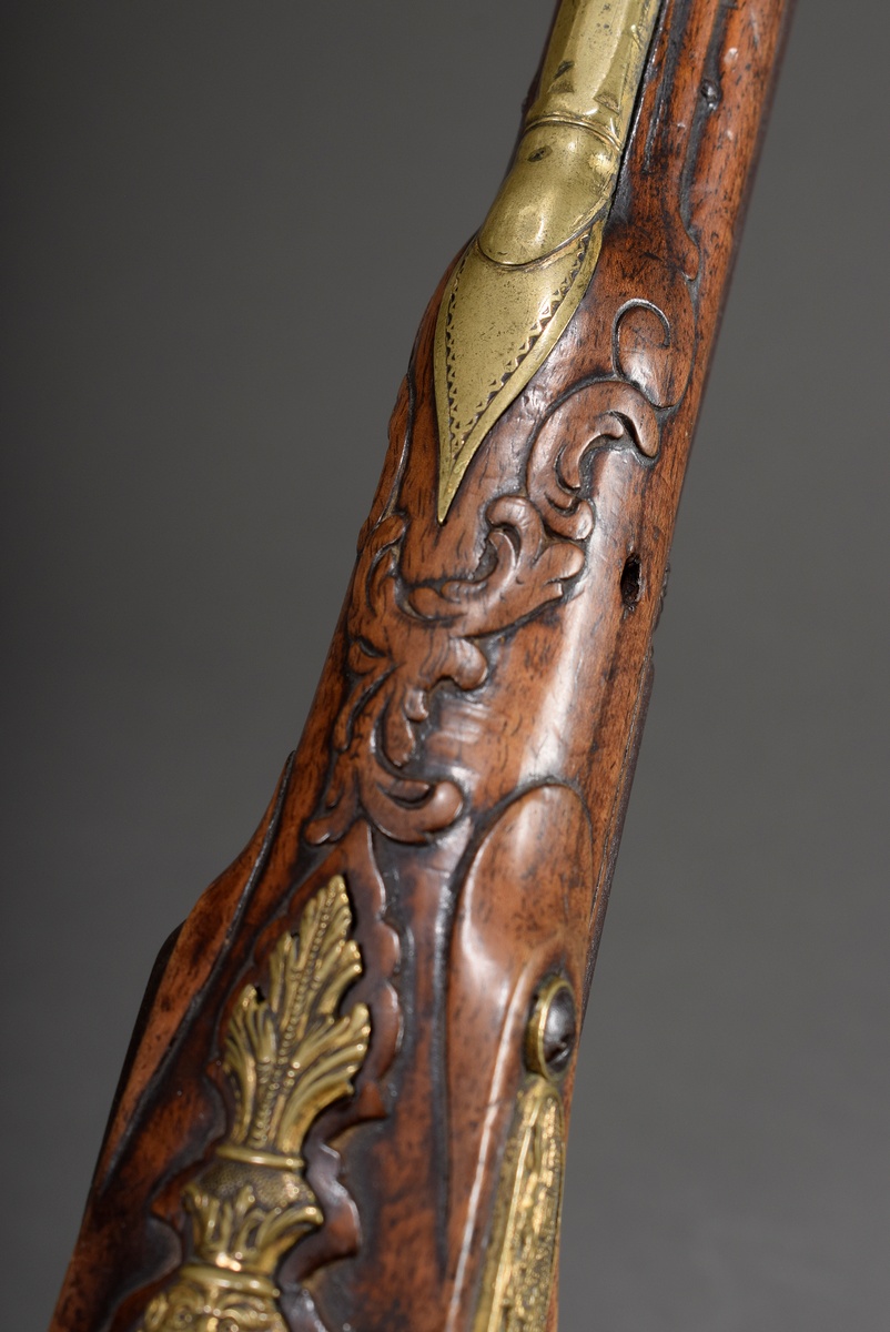 Muzzle-loading/percussion pistol (adjusted) with walnut stock, finely chiselled gilt bronze decorat - Image 10 of 18