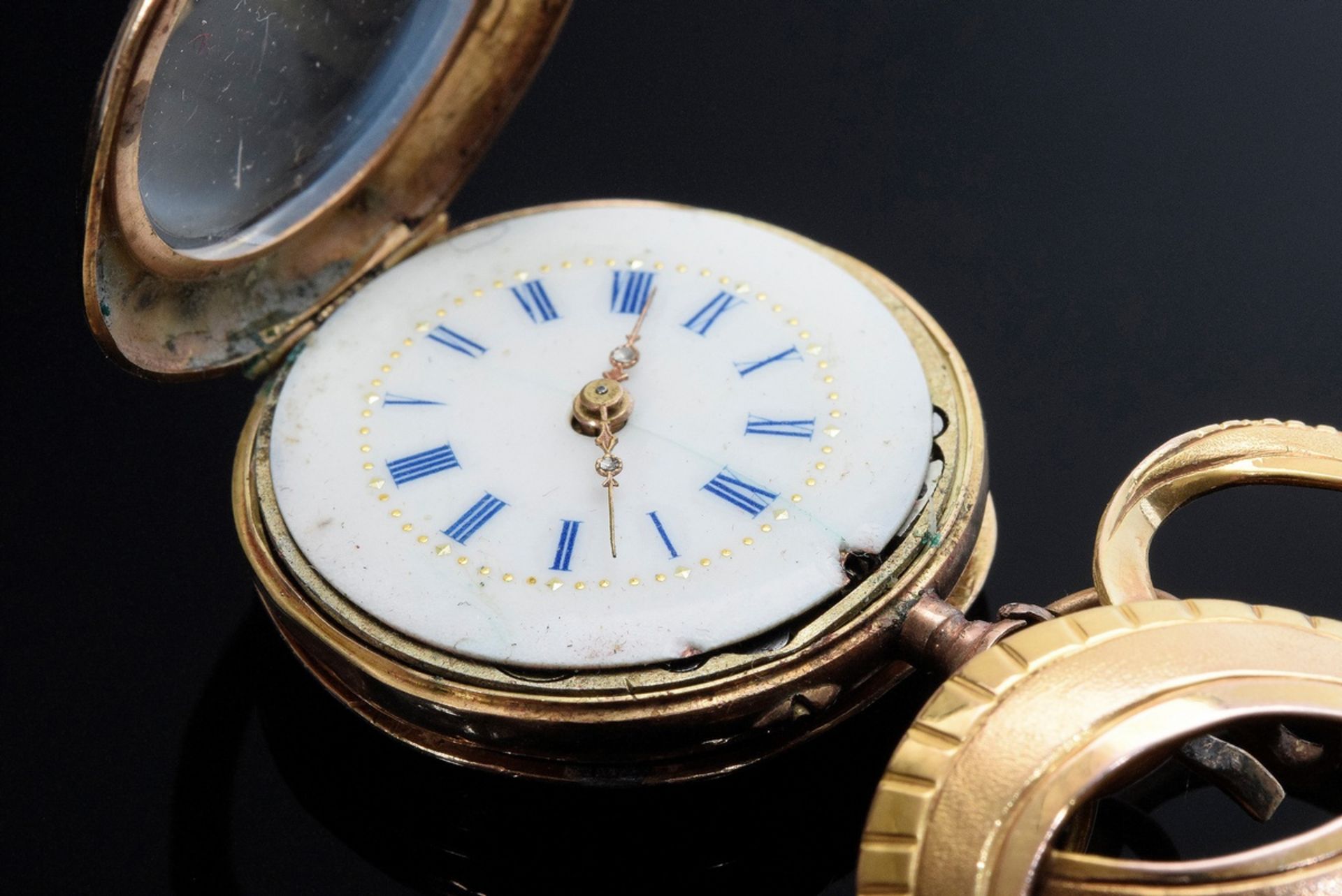 Small RG 585 ladies' salonette on RG 585 knot needle, enamel dial, blue roman numerals, lever movem - Image 3 of 5
