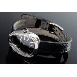 Bulgari Stahl "Serpenti Tubogas" Damenarmbanduhr mit Brillantrahmung (zus. ca. 0.30ct/TW/VSI) und r