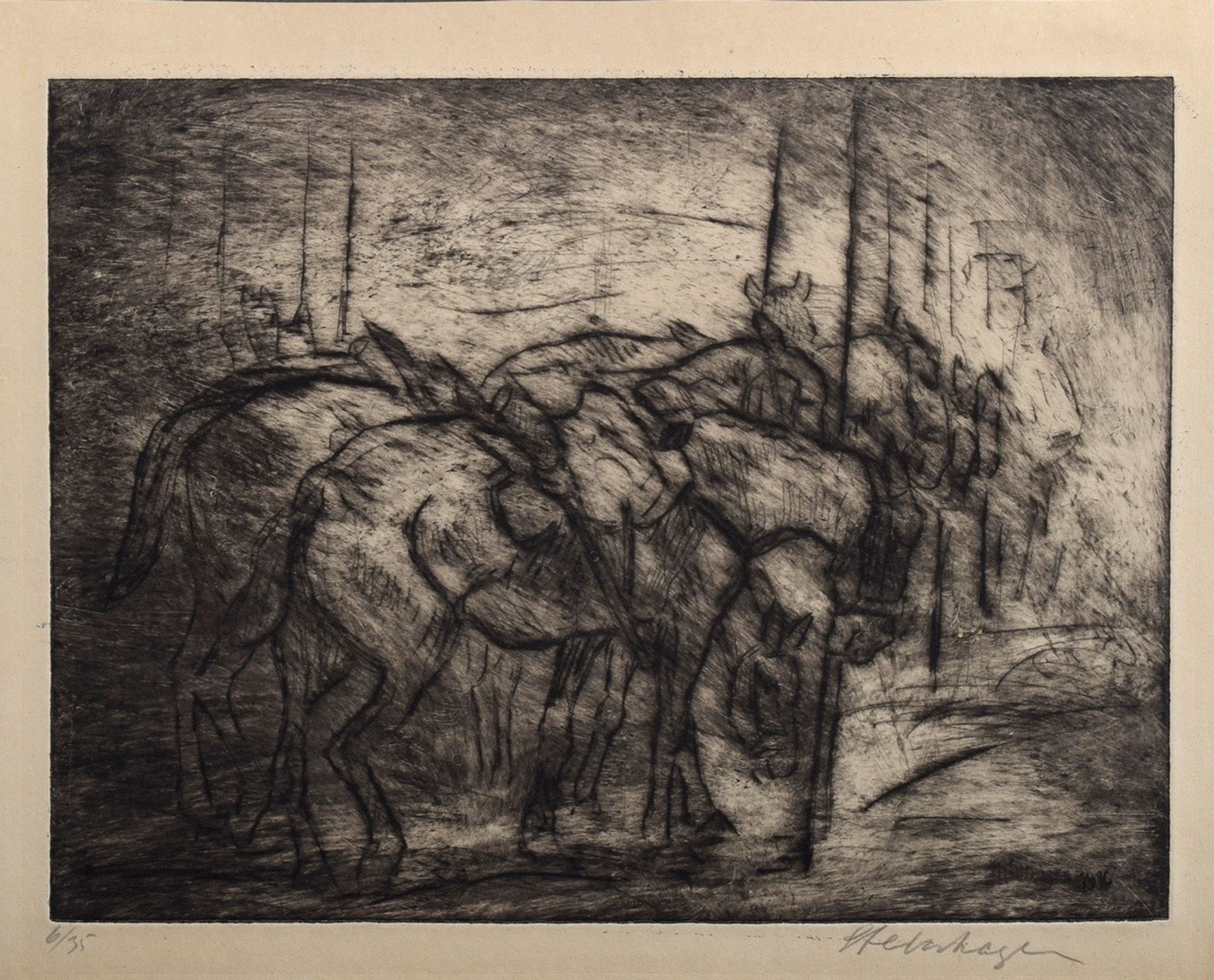 5 Steinhagen, Heinrich (1880-1948) "Scenes from World War I" 1915/16, etchings, some signed and dat - Image 10 of 11