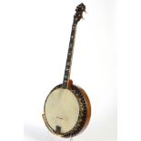 Tenor Banjo, Ludwig, Modell Bellevue, USA 1925-1933, Kunststofffell, Planetary tuners, spielbereit