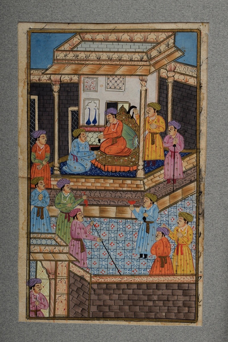 7 Diverse indopersische Miniaturen "Audienzszenen" aus Handschriften, 18./19.Jh., Deckfarbenmalerei - Bild 5 aus 15