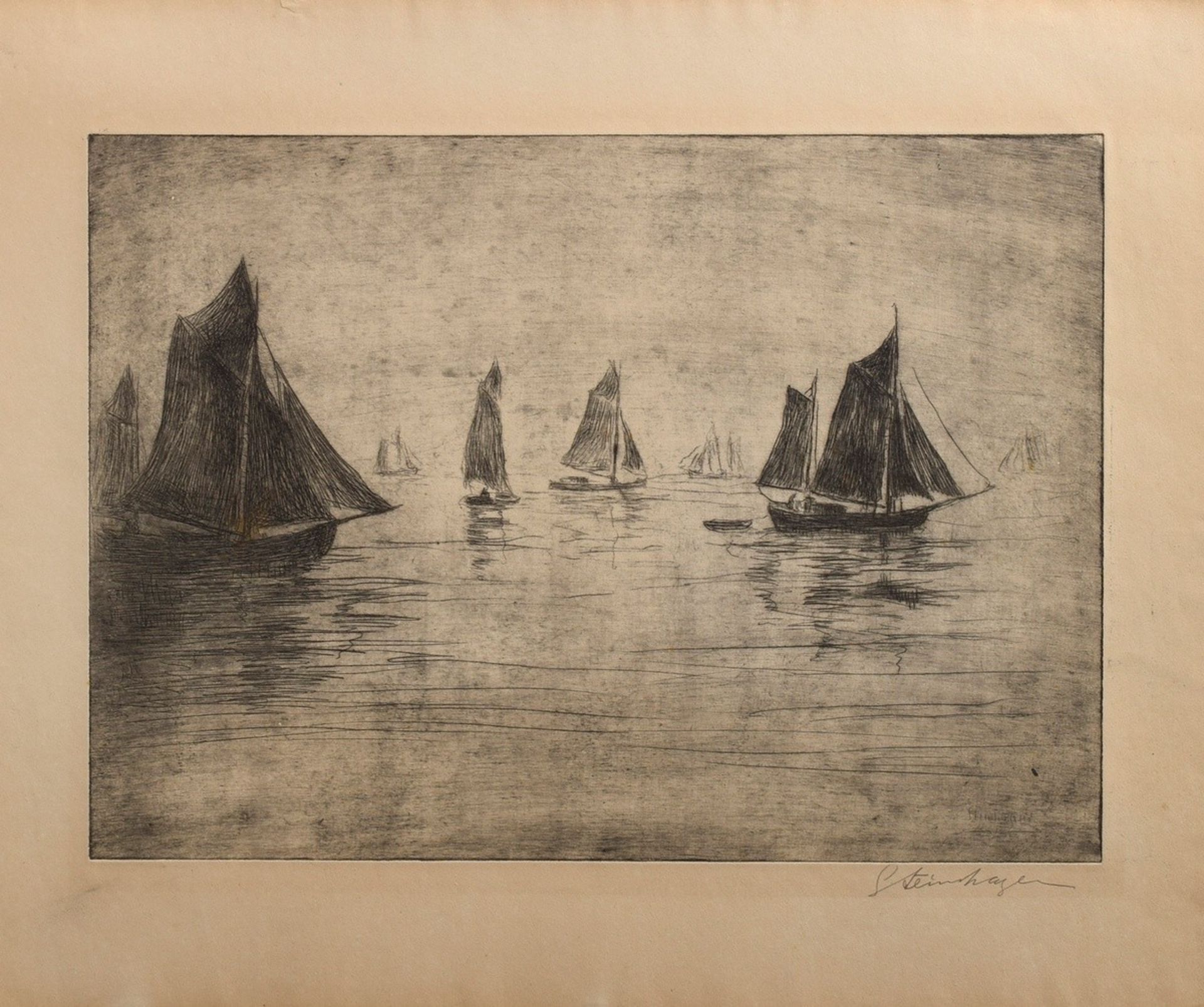 Steinhagen, Heinrich (1880-1948) "Sailor on a calm sea", etching, signed on the plate and lower par