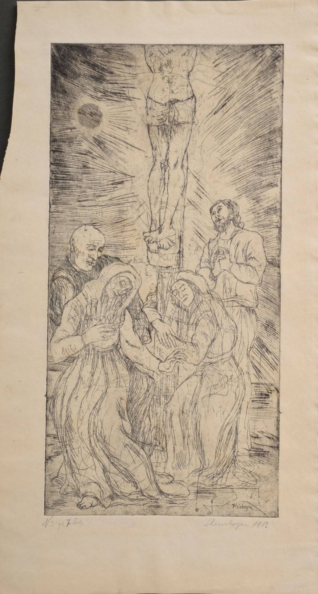 3 Steinhagen, Heinrich (1880-1948) "Christian Scenes", etchings, signed on the plate, 1x titled, si - Image 6 of 7