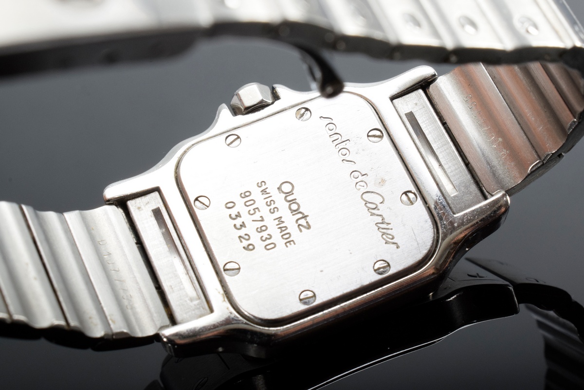 Cartier "Santos" steel ladies' wristwatch, small model, quartz movement, roman numerals and minute  - Image 3 of 7