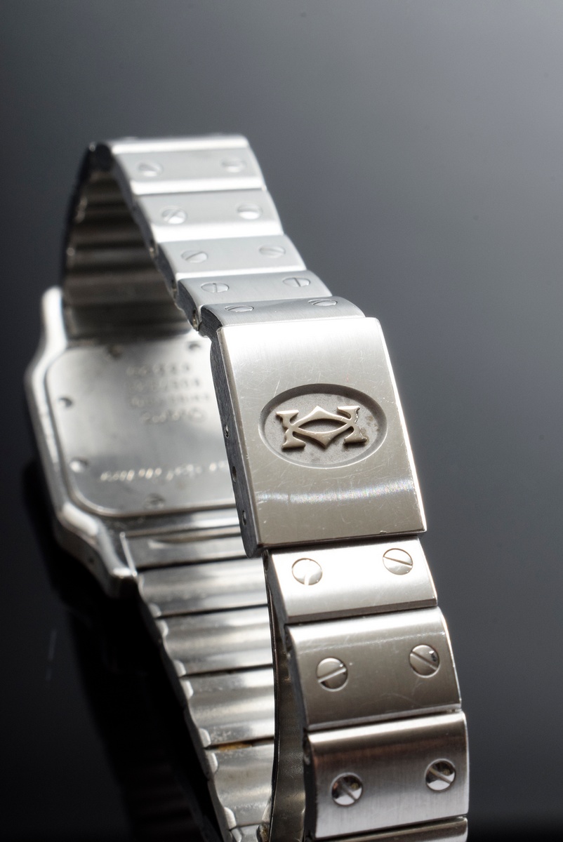 Cartier "Santos" steel ladies' wristwatch, small model, quartz movement, roman numerals and minute  - Image 4 of 7