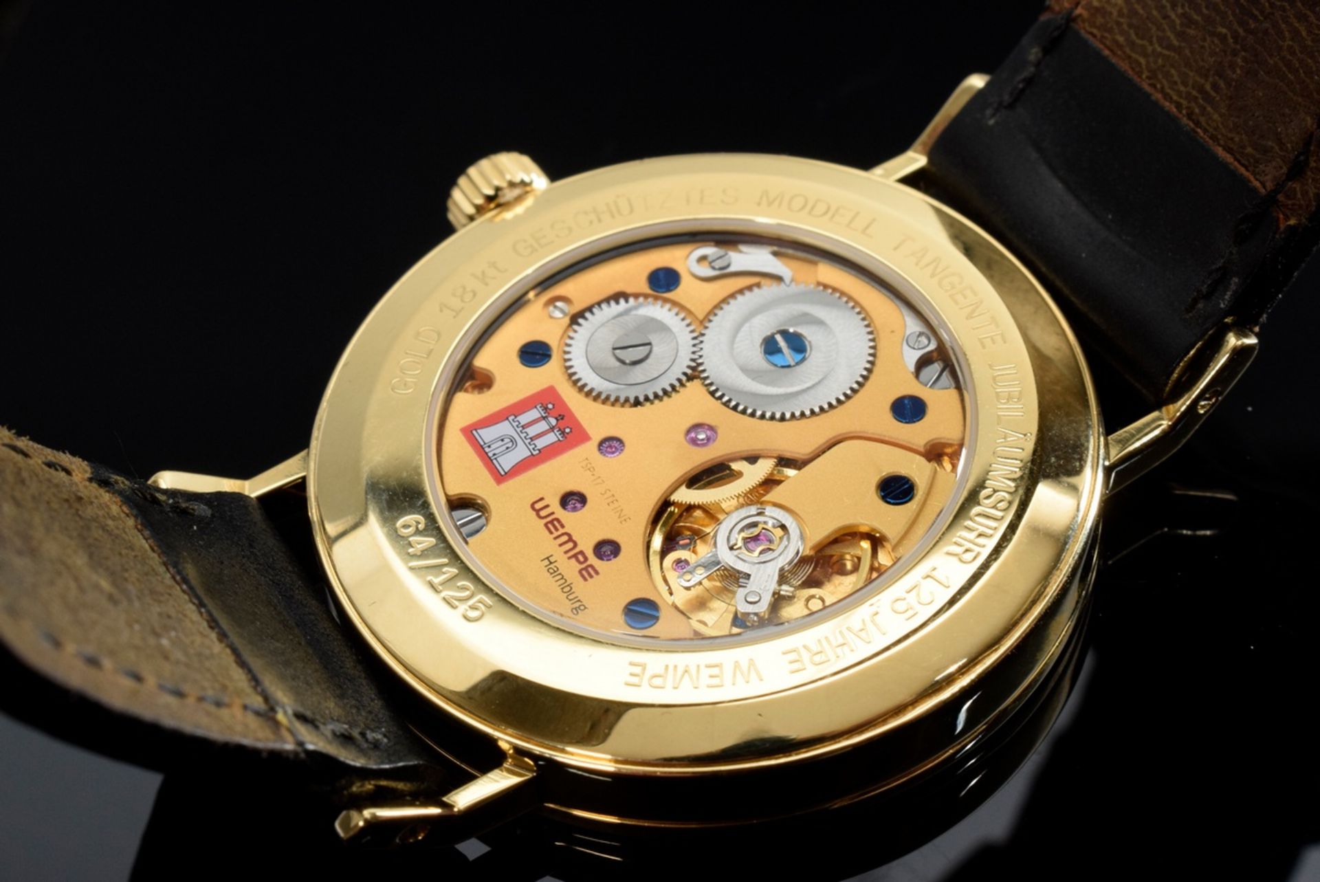 Nomos "Tangente" men's wristwatch with GG 750 case, anniversary edition 125 years Wempe/Hamburg, No - Image 3 of 5