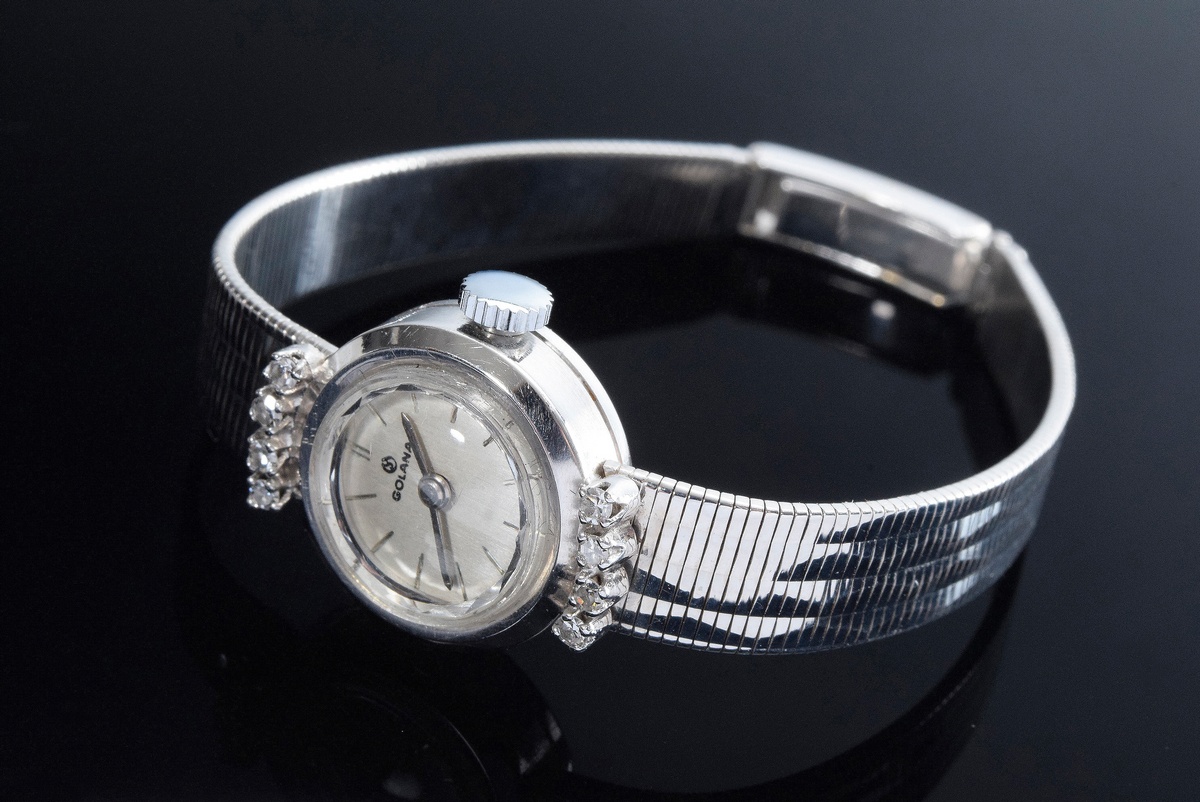WG 585 Golona ladies' wristwatch with octagonal diamonds (together approx. 0.10ct/SI/TCR), manual w