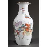 Chinesische Porzellan Vase mit polychromer Wushangpu Malerei "Historische Szenen - Festzug", H. 24c