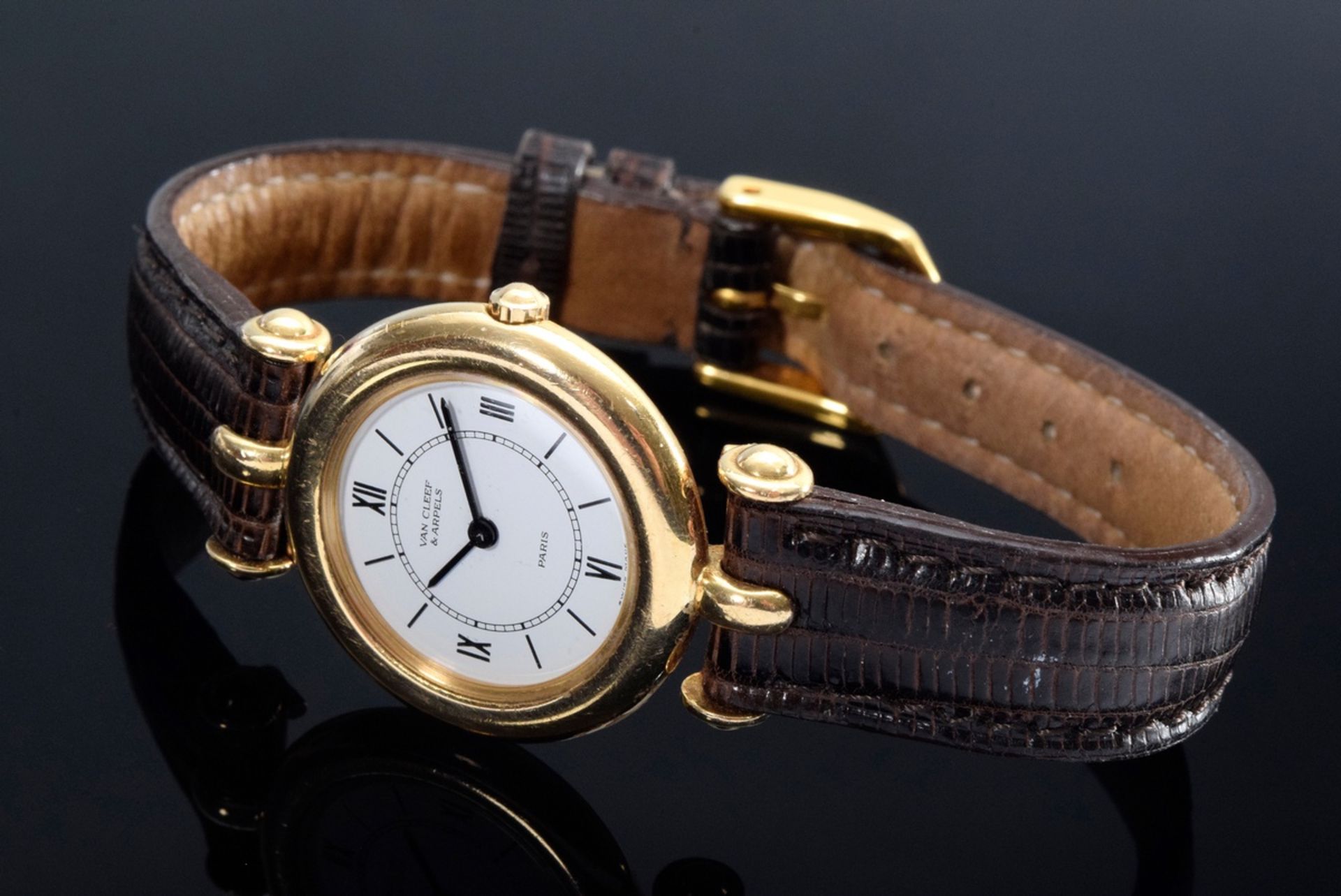 Van Cleef & Arpels GG 750 "Fantasy" wristwatch, quartz movement, sapphire crystal, white dial with 