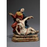 Sakralfigur "Pietà", Holz geschnitzt und farbig gefasst, Süddeutsch/Österreich um 1750, 16x15cm, re