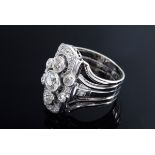 WG 585 Art Deco Ring mit Altschliffdiamanten (zus. ca. 0.95ct/SI/W-CR) in neu angesetzter Schiene,