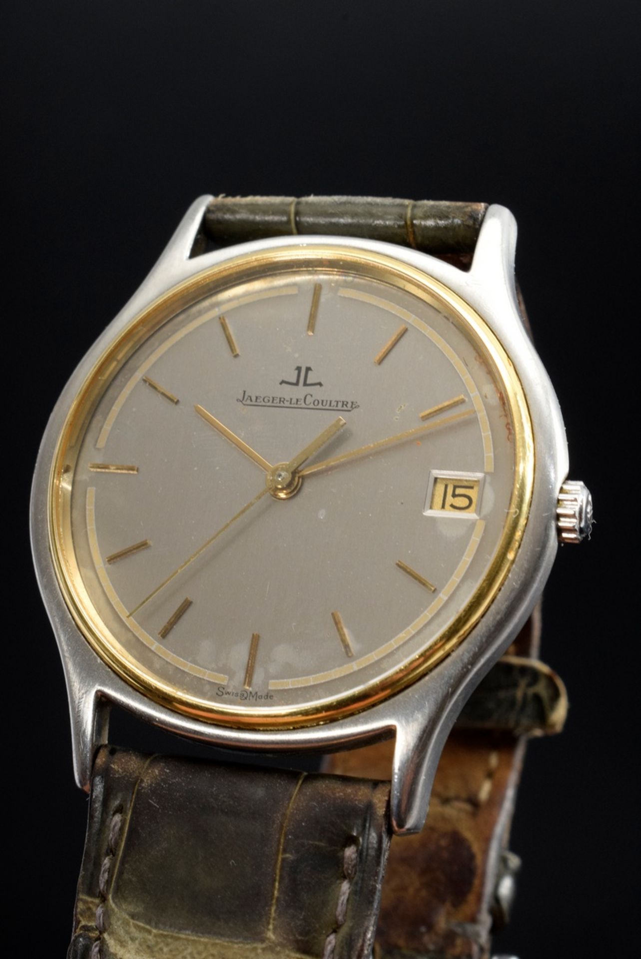 Jaeger-LeCoultre steel men's wristwatch, quartz movement, large seconds, date, hour and minute indi - Image 4 of 4