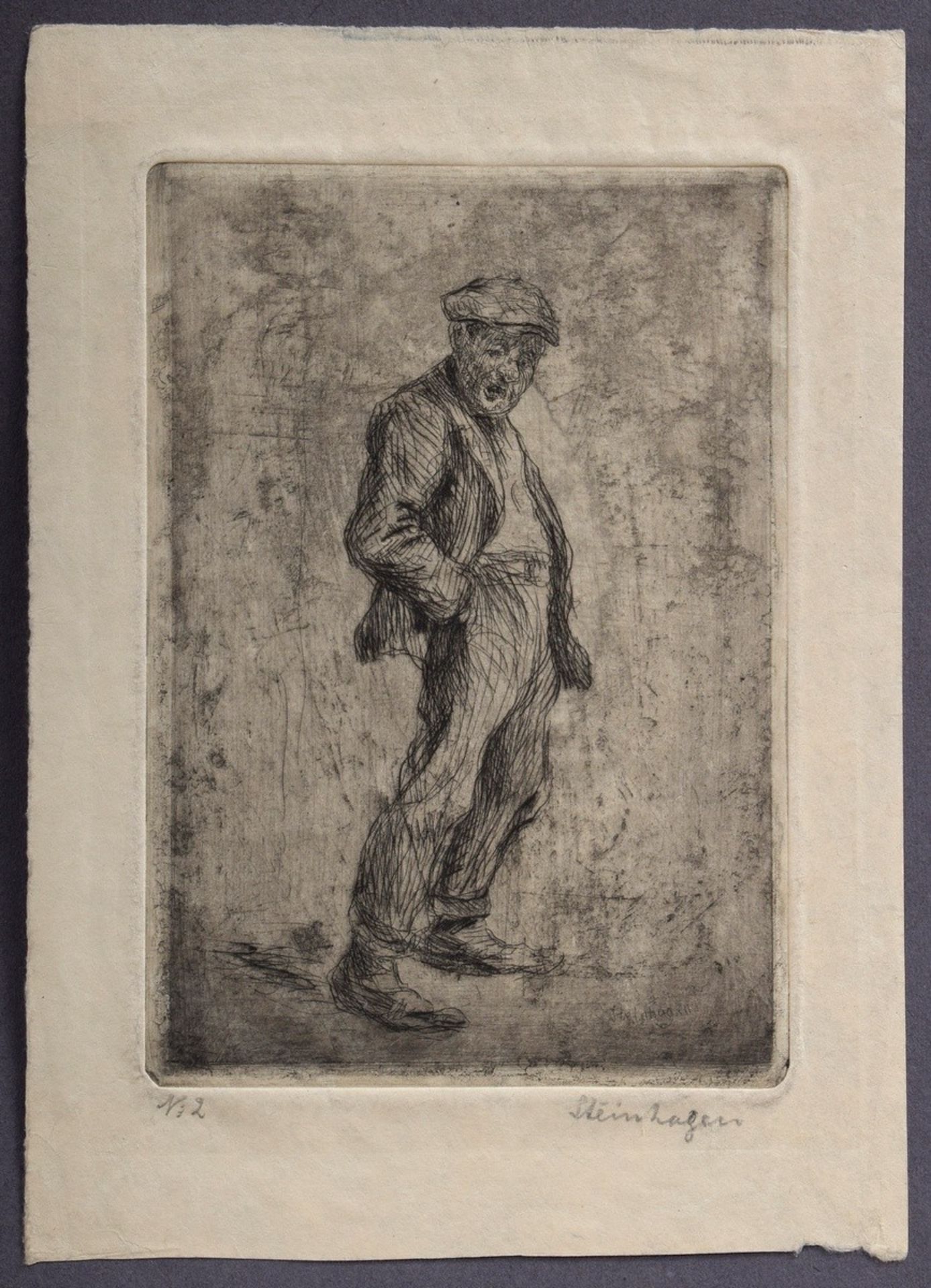 3 Steinhagen, Heinrich (1880-1948) "Hamburg" and "Types", etchings, some signed and titled on the p - Image 5 of 6