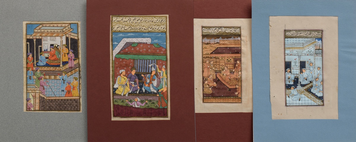 7 Diverse indopersische Miniaturen "Audienzszenen" aus Handschriften, 18./19.Jh., Deckfarbenmalerei - Bild 14 aus 15