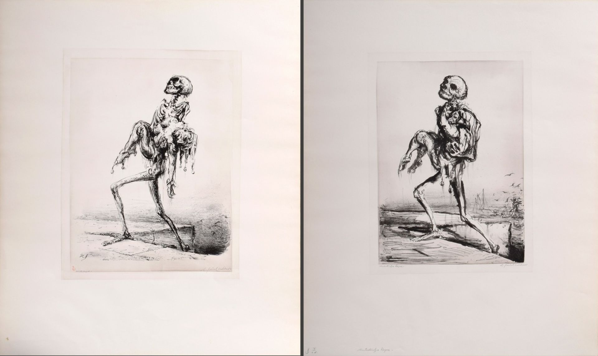 2 Weber, A. Paul (1893-1980) "Immortal Kasper" and "Der tote Kasper", lithographs, dated/monogramme