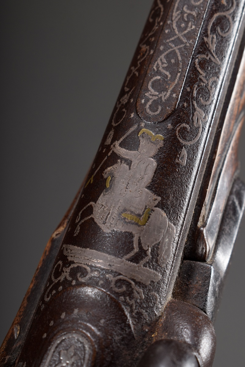 Muzzle-loading/percussion pistol (adjusted) with walnut stock, finely chiselled gilt bronze decorat - Image 12 of 18