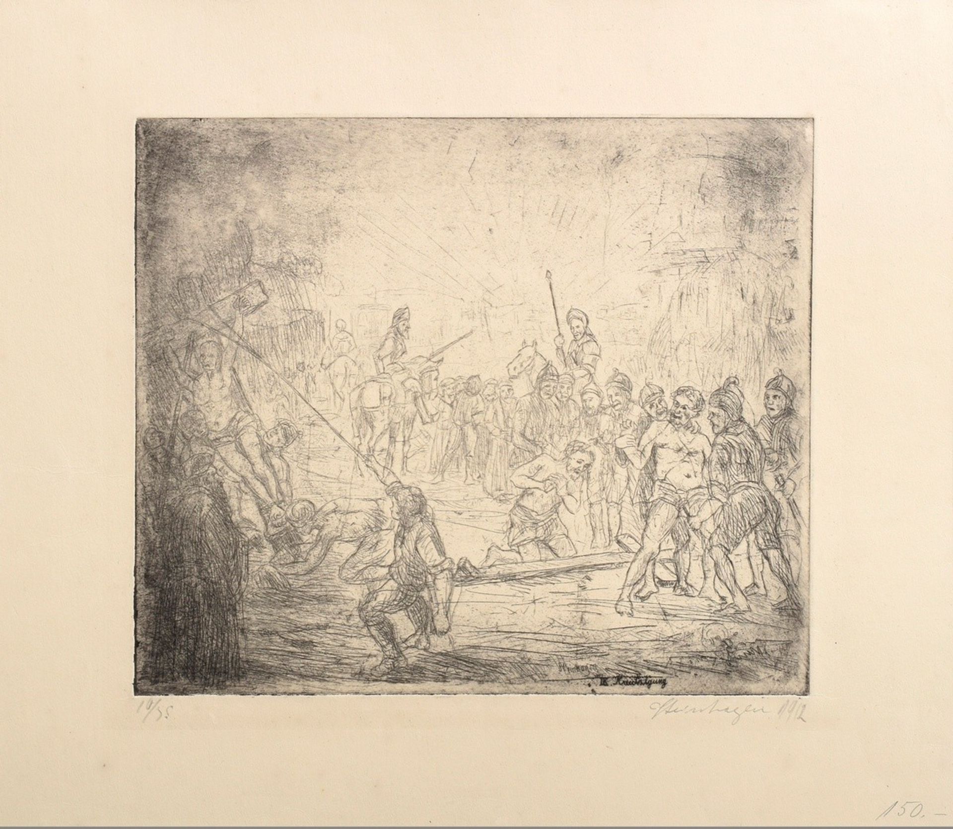 3 Steinhagen, Heinrich (1880-1948) "Christian Scenes", etchings, signed on the plate, 1x titled, si - Image 5 of 7