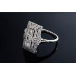 Art Deco WG 585 Ring mit Altschliffdiamanten (zus. ca. 0.15ct/PI/TCR), 3,3g, Gr. 54