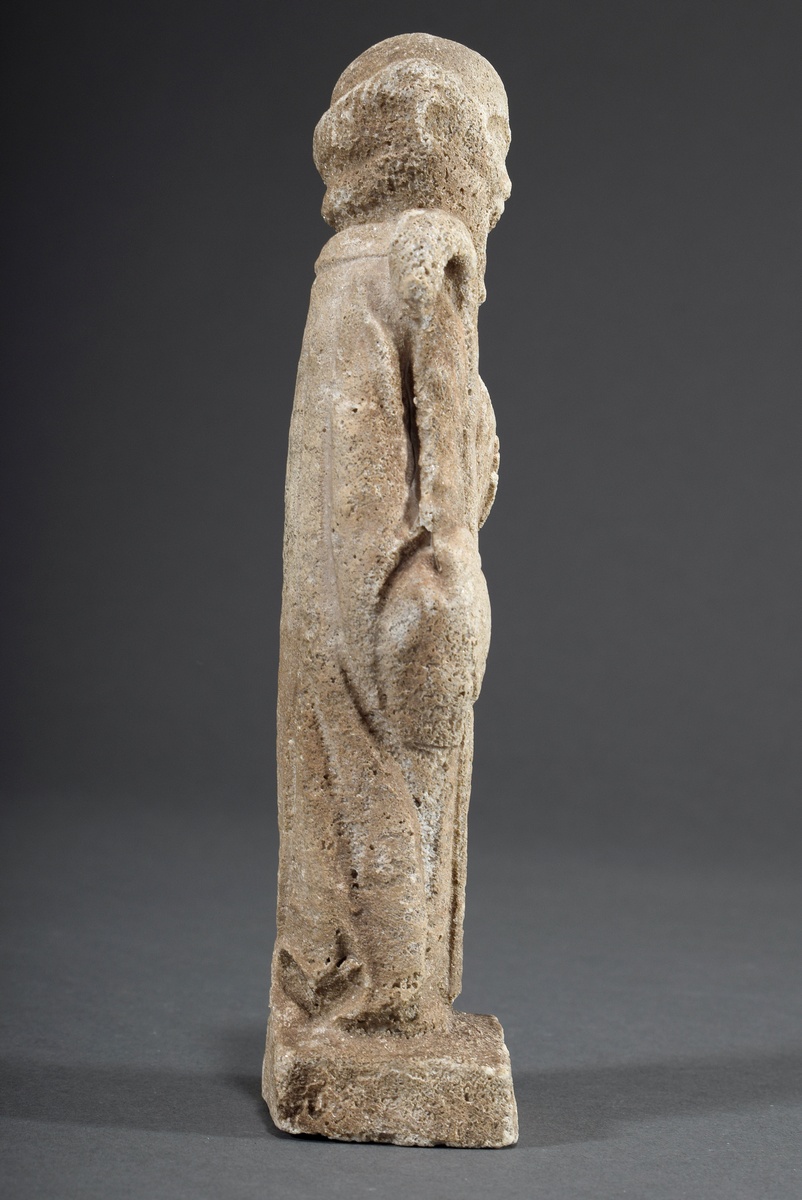 Limestone sculpture "Bishop with staff and bible", probably 15th century, h. 21,8cm - Image 3 of 5