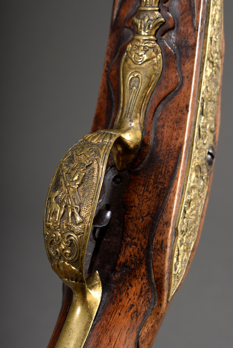 Muzzle-loading/percussion pistol (adjusted) with walnut stock, finely chiselled gilt bronze decorat - Image 9 of 18