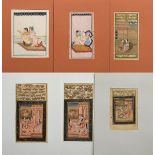 6 Diverse indopersische Miniaturen "Liebesszenen und Kamasutra" aus Handschriften, 18./19.Jh., Deck