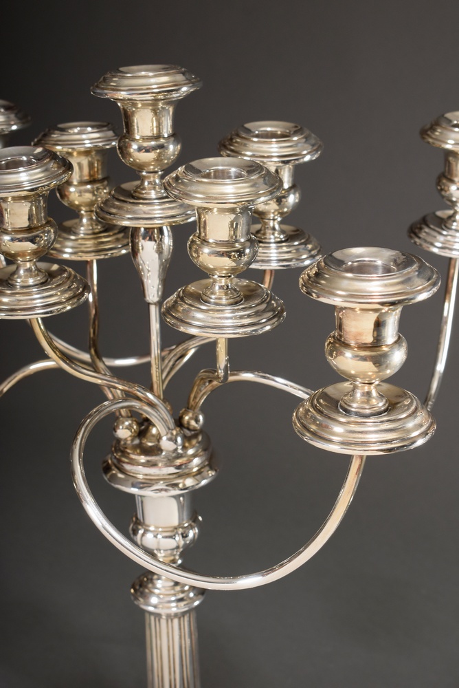 Pair of silver-plated table garlands with fluted shafts and 9-flamed attachments on curved arms, MM - Image 7 of 9