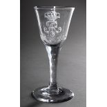 Zartes Barock Kelchglas mit geschliffenem Herrschermonogramm "AR3" des Königs August III. von Polen