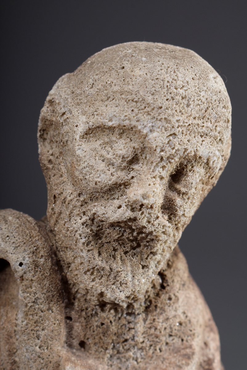 Limestone sculpture "Bishop with staff and bible", probably 15th century, h. 21,8cm - Image 4 of 5