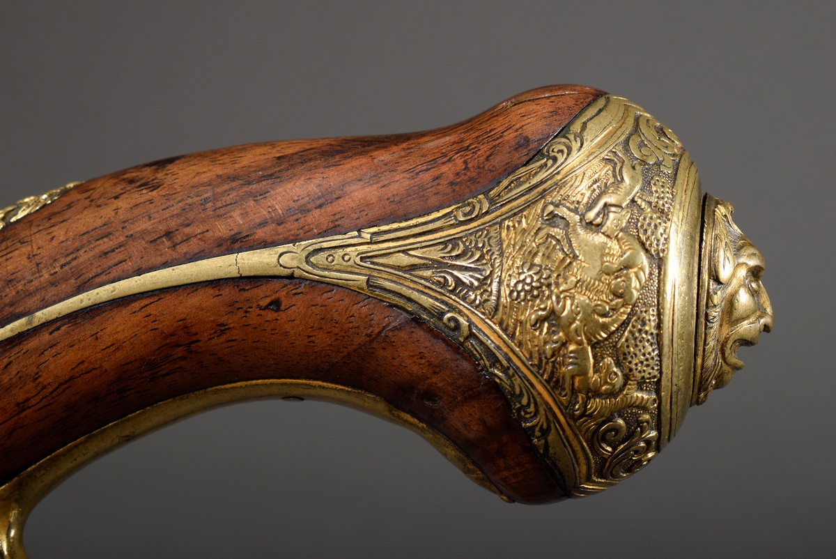 Muzzle-loading/percussion pistol (adjusted) with walnut stock, finely chiselled gilt bronze decorat - Image 4 of 18