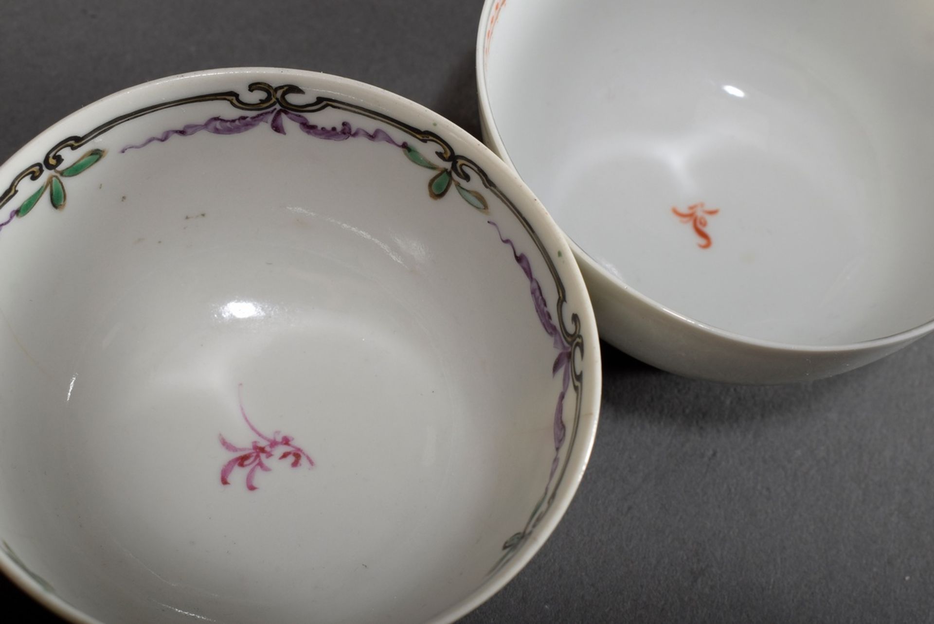 5 Various pieces of Chine de Command porcelain with different floral Famille Rose painting: 2 koppc - Image 7 of 14