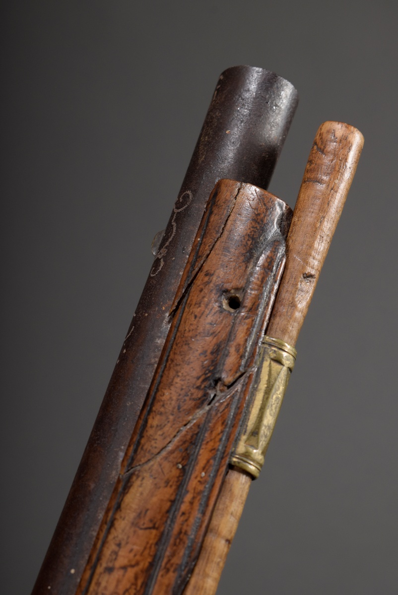 Muzzle-loading/percussion pistol (adjusted) with walnut stock, finely chiselled gilt bronze decorat - Image 11 of 18