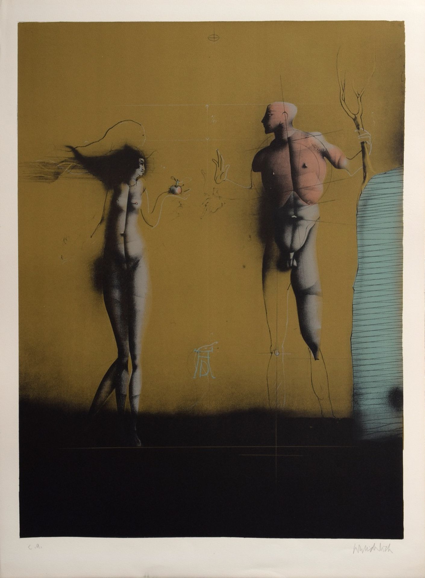 Wunderlich, Paul (1927-2010) "Adam and Eve" 1970, colour lithograph, e.a., b. num./sign., PM 75,5x5