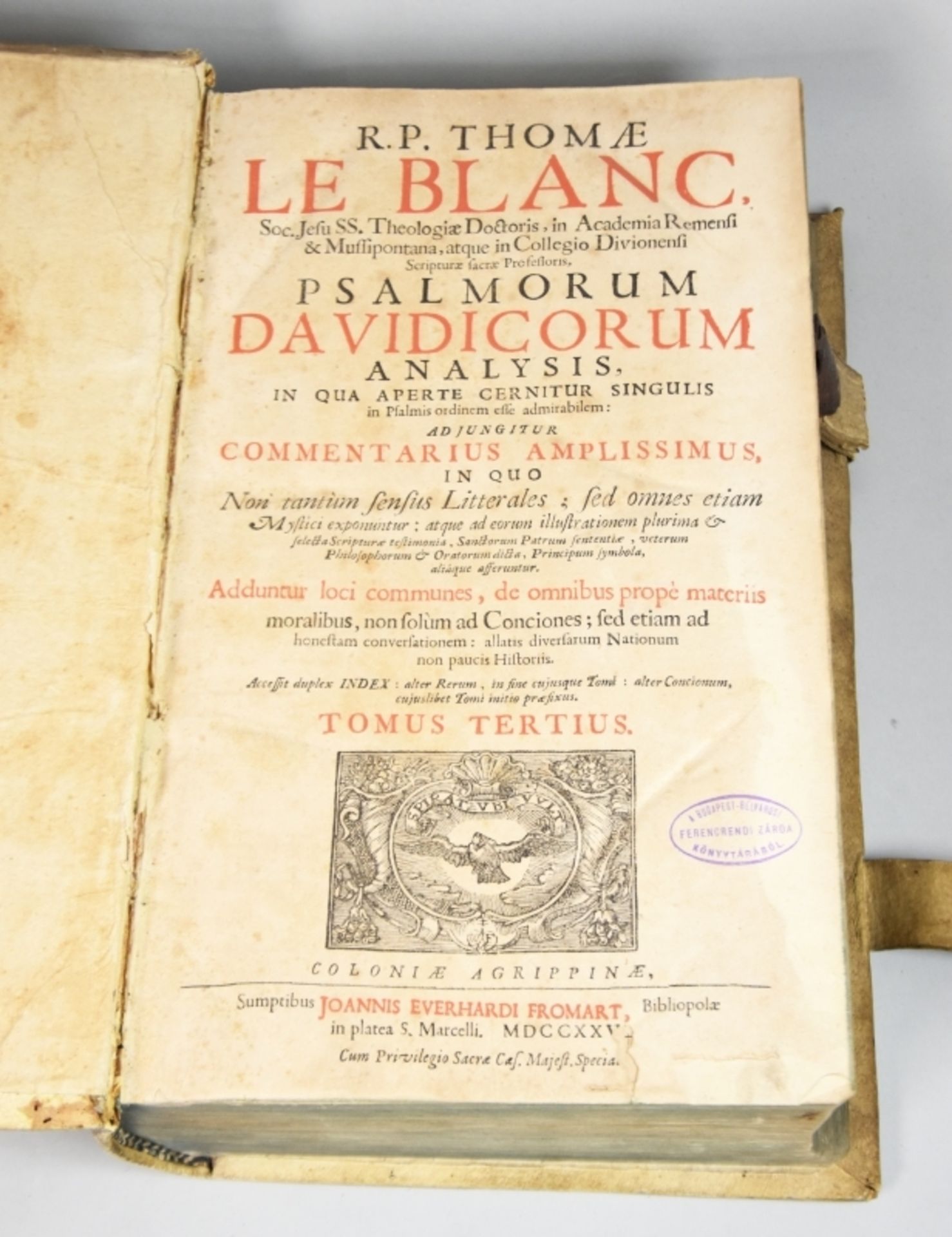 LE BLANC "Psalmorum Davidicorum Analysis..." - Image 2 of 5