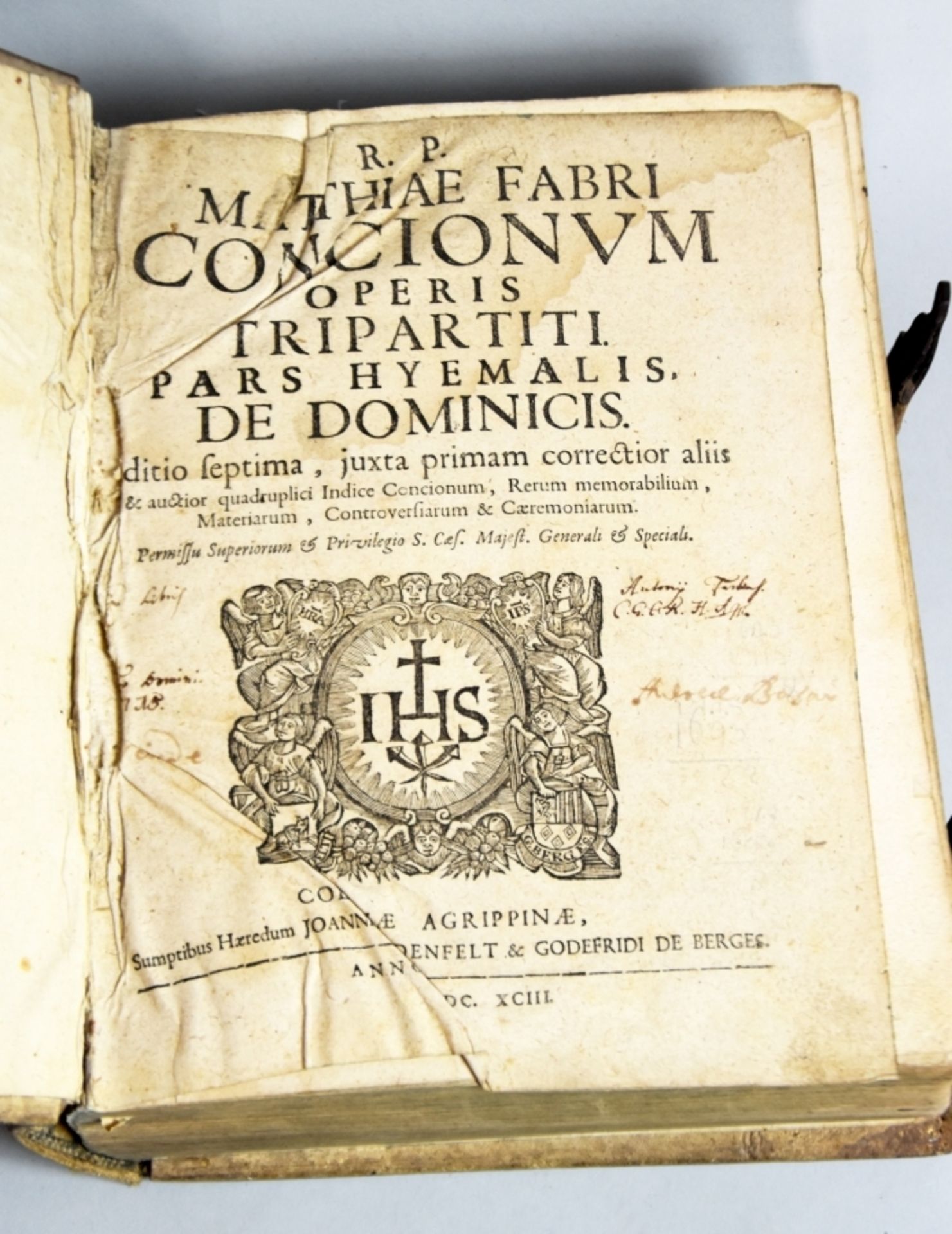 FABER "Concionum operis Tripartit pars Hyemalis de Dominicis" 1693 - Bild 2 aus 6