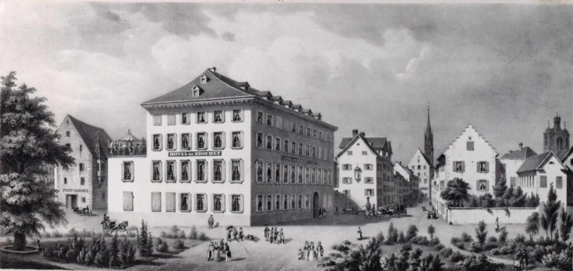 HOTEL HECHT KONSTANZ um 1840 von A. F. Pecht