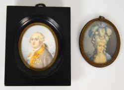 ZWEI MINIATURMALEREIN  "Ludwig XVI." u. "Marie-Antoinette"