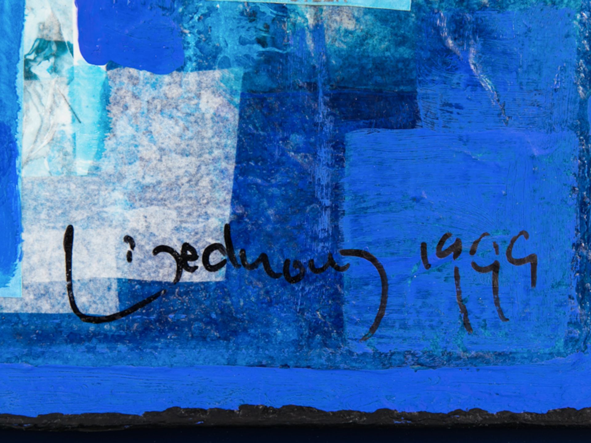 Bednorz, Peter (* 1960). Collage auf Leinwand, "Die Frau im Sternzeichen Blau", 1999; in variie - Image 3 of 9