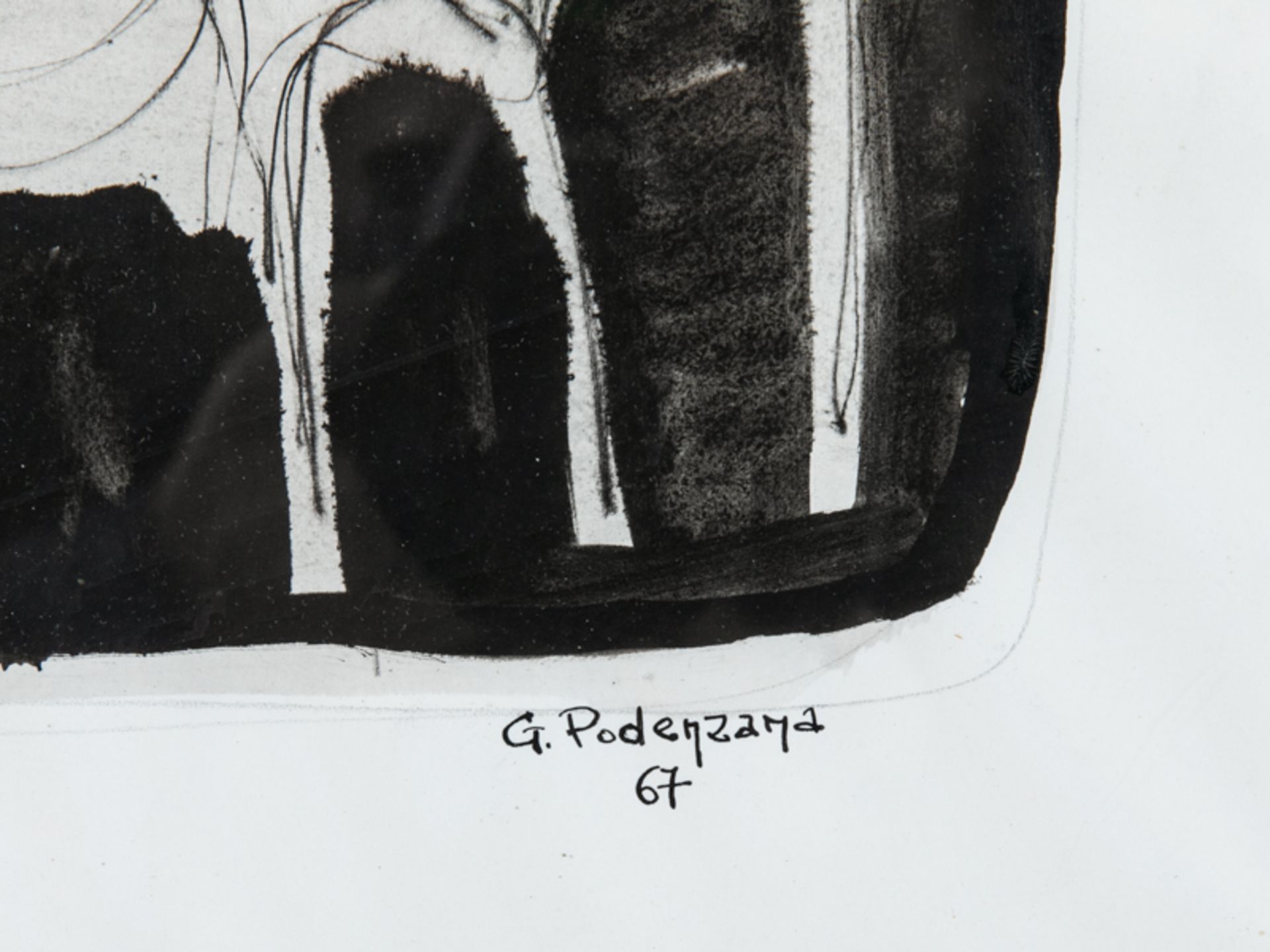 Podenzana, Geraldo (1940 - 2010). Aquarell und Strichzeichnung, "Dietro Lo Stendardo", 1967; un - Bild 2 aus 6
