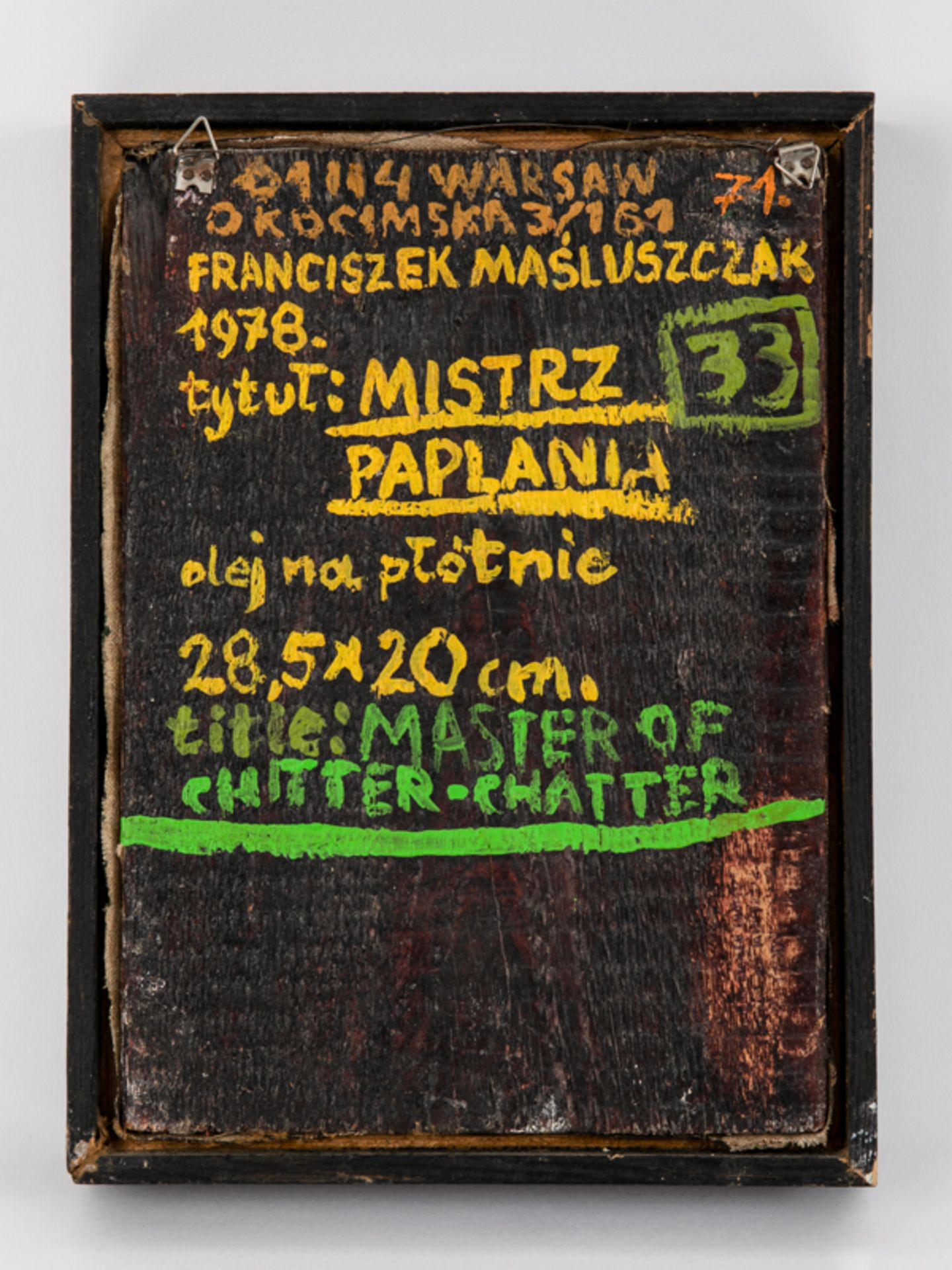 Masluszcak, Franciszek (* 1948). Öl auf Leinwand (doubliert auf Holz), "Plappermeister", 1978; - Image 4 of 4