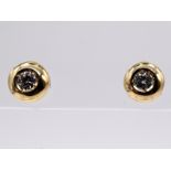 Paar Solitär-Ohrstecker mit Brillanten, zus. 0,4 ct, 21. Jh. 585/- Gelbgold. Gesamtgewicht ca.